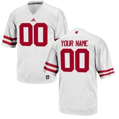 Men%27s Wisconsin Badgers Customized Replica Football 2015 White Jersey->customized ncaa jersey->Custom Jersey